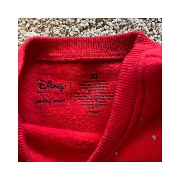 Girls 3T Red Minnie Mouse Ruffle Crew neck Red Sweatshirt - Picture 3 of 3